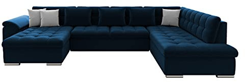 Mirjan24 Eckcouch Ecksofa Niko, Design Sofa Couch mit Schlaffunktion U-Sofa Große Farbauswahl Wohnlandschaft (Ecksofa Links, Kronos 09 + Kronos 09 + Paros 05)