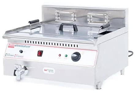 Ristoattrezzature Friggitrice Elettrica Professionale - Singola Vasca - Con Rubinetto di Scarico - 30 Litri, Capacità Olio 23 Litri