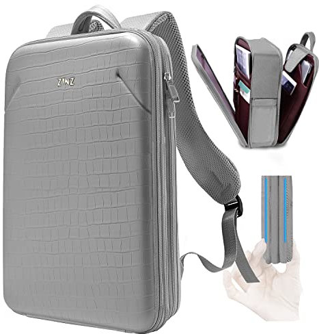 ZINZ Schlanker Laptop Rucksack 15,6 Zoll mit Variabler Kapazität, Diebstahlsicherer Business Tagesrucksack Wasserabweisende Reise Lederhülle Büchertasche,G01Y01