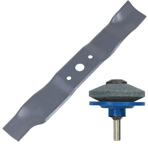 Spares2go Metal Blade compatible with Mountfield HP41 HP164 SP41 SP164 HP414 Lawnmower (39cm) + Drill Sharpener Attachment