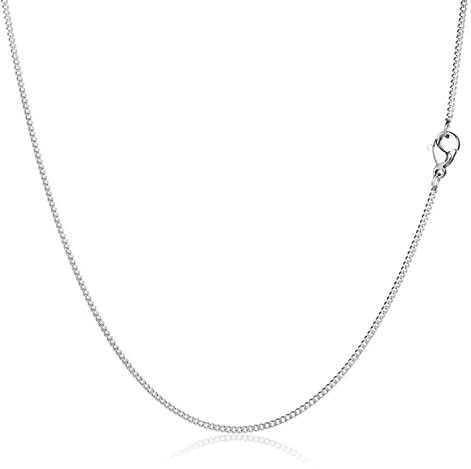 Kritz Panzerkette 1,5MM Stärke für Frauen Damen Versilbert - Gliederhalskette Kubanische Kette Fein Länge 40/55 Cm - Schmuck Geschenke Paris (50)