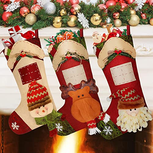 3er Set Nikolausstiefel zum Befüllen, Groß Weihnachtsstrumpf Nikolausstrumpf Gefüllt Set, Christmas Stocking Personalized Weihnachtssocken Hängende Strümpfe Kamin Weihnachtsbaum Weihnachtsdeko