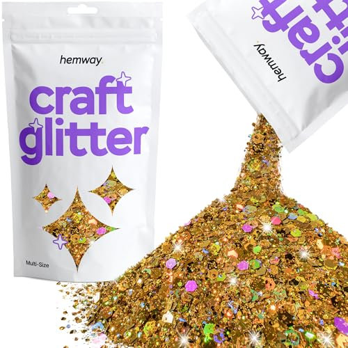 Glitzer zum Basteln verschiedene Größen goldfarben holografisches Harz Trinkgläser Karten Weihnachtsschmuck Kerzen grob fein 100 g