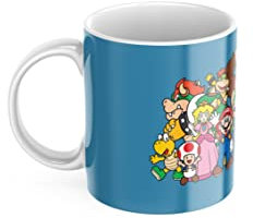 newseny Taza de Luigi, Mario Bros y sus amigos - Taza Luigi Ceramica 320ml (Azul)