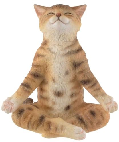 Yoga Katze im Lotussitz, aus Kunststein, von Künstlerhand coloriert, by Veronese