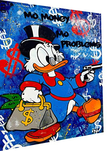 Magic Canvas Art Dagobert Duck ProblemsPop Art Leinwandbild 1- teilig Hochwertiger Kunstdruck Wandbilder – B8322, Material: Acrylglas, Größe: 120x80 cm