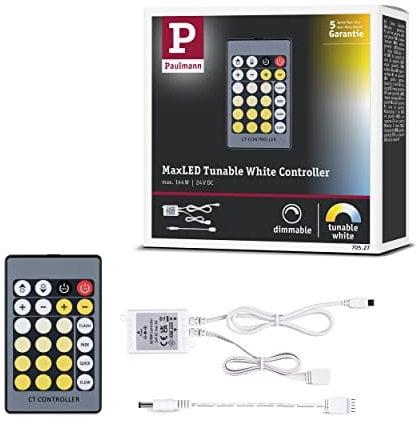 Paulmann 70527 MaxLED Controller Tunable White inkl. IR-Remote DC 24V eckig max. 144W dimmbar 50x35mm Weiß Kunststoff