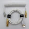 Tez Cables Pro Custom Coiled USB C Cable for Gaming Keyboard, Double-Sleeved Mechanical Keyboard Cable with Slim Type Detachable Gold Aviator, 5 FT USB-C to USB-A, White Gold Color