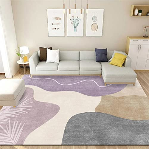 AU-SHTANG Teppich Balkon Lila Teppich, Kurze Samt rutsch Feste Matte Halle Klassischer Teppichteppich büro,Lila,40x60cm