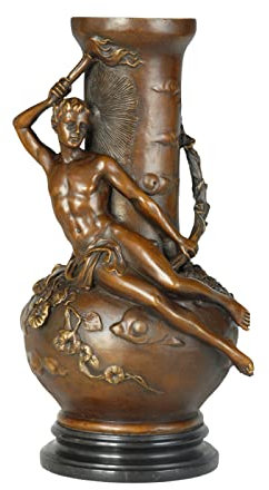 HIHELO Skulpturen Bronze Fackelträger Mann Vase Statue Skulptur