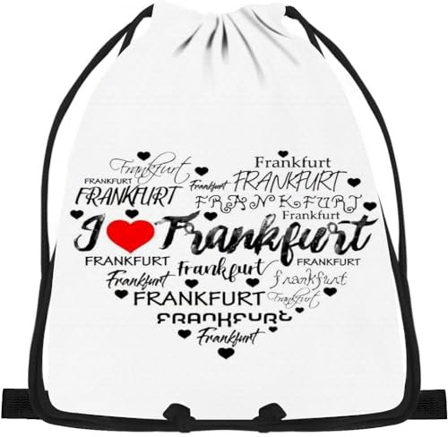 874 Turnbeutel, Frankfurter Sport-Herz-Buchstaben-Muster Stoffbeutel Personalisierte Rucksack Hipster Stoff Beutel Für Schwimmen Reisen 36X42Cm