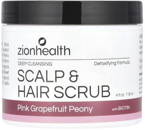 Adama Minerals Zion Health Scalp & Hair Scrub with Biotin, Pink Grapefruit Peony, 4 fl oz (118 ml)