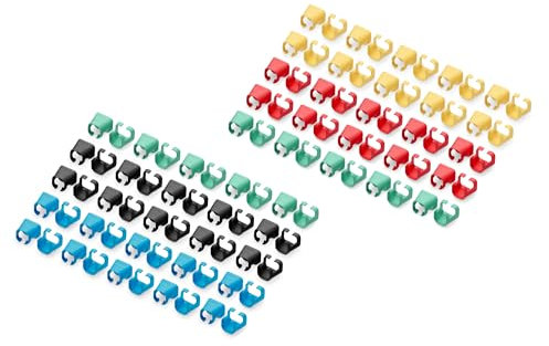 Digitus Colour clips for RJ45 patch cables, colour organisation of network cables, to improve cable management, 5 x 20 pieces, for CAT 5e, CAT 6 & CAT 6A LAN cable, AWG 24/7-27/7, colour mix
