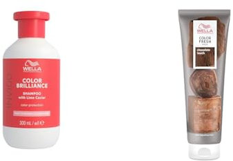 Wella Professionals Set zum Verändern und beleben der Haarfarbe –1x 150 ml Color Fresh Mask Chocolate Touch pflegende Tönung und 1x 300 ml Color Brilliance farbschützendes Glanzshampoo für feines Haar