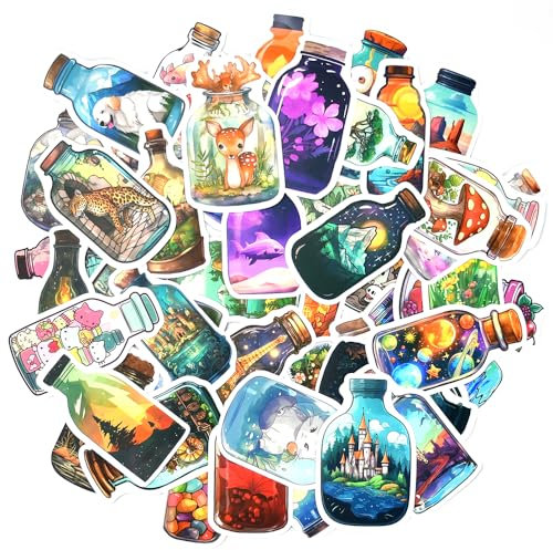 CODIRATO 100 Stück Vintage Aesthetic Aufkleber - Welt in einer Flasche, Vinyl Dekorative Kawaii Scrapbook Sticker, Wasserfeste Anime Decals für Macbook, Koffer, Skateboard