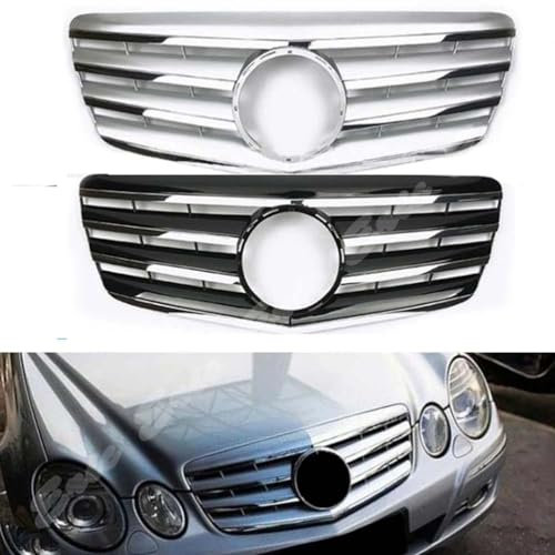 ABS-Front-Racing-Billet-Stoßstangengrill, oberer Facelift-Grill für Mercedes-Benz E-Klasse W211 2007 2008 2009,Black