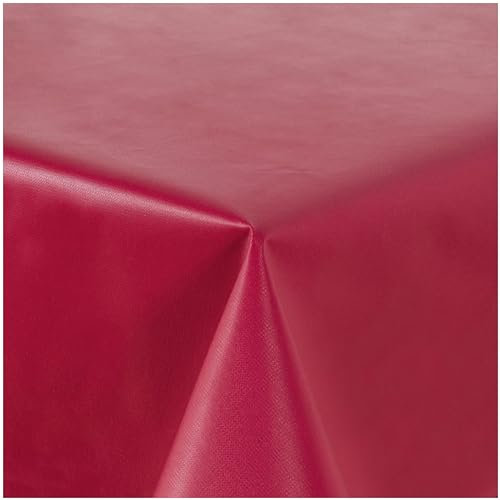 Wachstuchtischdecke Tischdecke abwaschbar PVC Plastik-Tischdecken Rund Oval Eckig Rechteckig Outdoor Wachs Gartentischdecke (Bordeaux Einfabig, Oval 160x220cm)