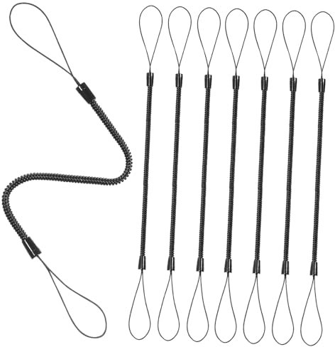 Gadpiparty 8 Pack Stylus Pen Lanyards – Anti-Loss Elastic Tethers for Tablets & Touchscreen Pens – Durable Plastic Spring Straps (Black) – Secure Holder for Office, Home & Travel