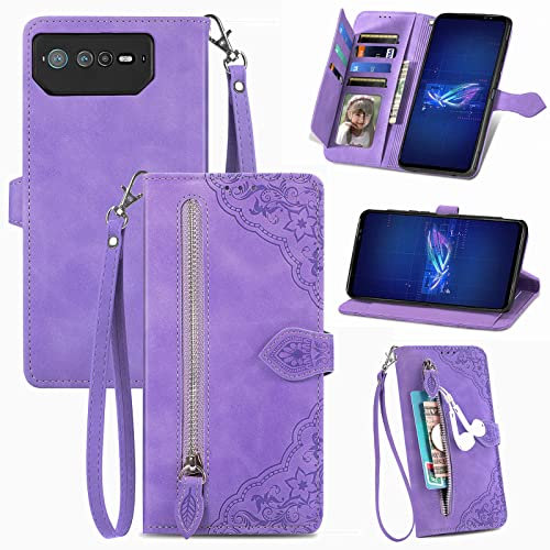 JayModCase Funda para ASUS ROG Phone 6 / RGO Phone 6 Pro, Tipo Cartera Cuero Flip Carcasa Protectora, con Cierre magnético función Atril Estuche para ASUS RGO Phone 6 Pro - Morado