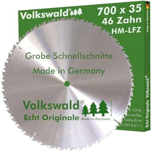 Volkswald ® HM-Sägeblatt LFZ 700 x 35mm Z= 42 für Tischkreissägen Wippkreissägen Brennholzsägen Kreissägen für Naturholz Massivholz Brennholz Hartholz Weichholz
