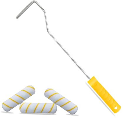 G4GADGET One Long Handled Paint Roller with 3Pcs Set High Reach Ceiling Decorating DIY Roll Pole G4 Brushes, Silver
