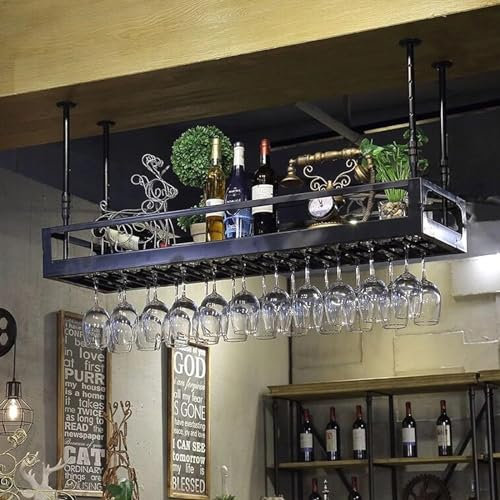 Weinregal aus Metall zur Wandmontage mit Glashalter, verstellbares, an der Decke hängendes Bar-Weinglasregal, 60–120 cm modernes Küchenregal zur Aufbewahrung und Präsentation von Champagnerg