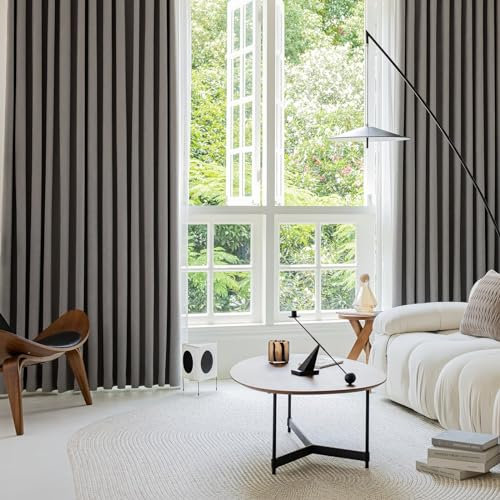 Beydodo Grau Gardinen Blickdicht 2er Set 96x115CM, Vorhänge Verdunklung mit Ösen Modern Einfarbig Verdunkelungsvorhang Kinderzimmer Schlafzimmer Wohnzimmer