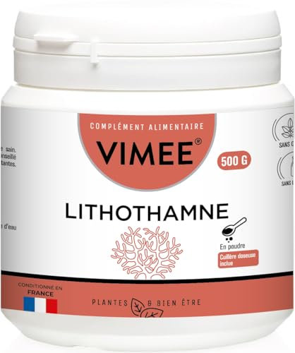 Lithothamne en Poudre Vimee - Algue Rouge, Calcium Marin Naturel - Complément Os, Articulations, Equilibre Acido Basique - 500 G - 500 Jours