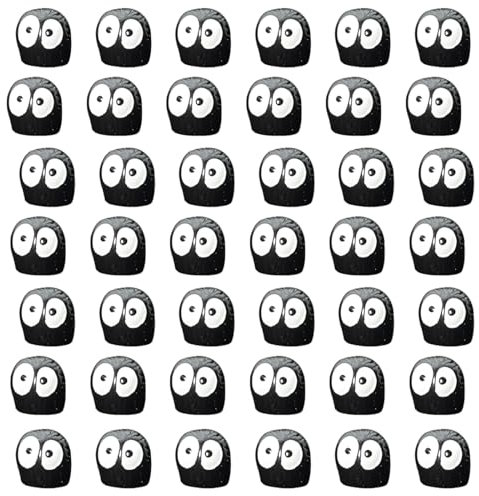 WBZOWRB 50 Pièces Decoration Voiture, Décorations Mignonnes En Forme De Petit Elfe Noir Pour Tableau De Bord, Boule De Charbon - Décoration De Rétroviseur,Avec Papier Autocollant(1Cm)