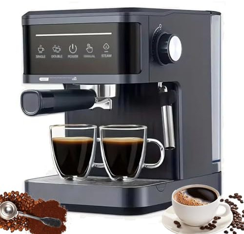 Cafetera Espresso De 20 Bares, Cafetera SemiautomáTica Con Vaporizador De Leche, Pantalla TáCtil, Tanque De Agua De 60 Oz, Cafetera Para El Hogar, MáQuina De Café Con Leche,Black