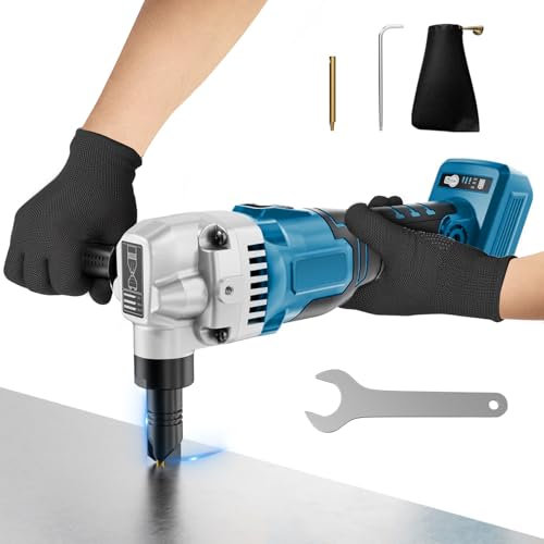 Roditrice per Lamiera a Batteria, 950W, 1900SPM, 3,5m/min Roditrice Per Metallo Compatibile con Makita 18v Batteria, Roditrice Regolabile a 3 Velocità, Roditrice Lamiera per Taglio Acciaio Inox