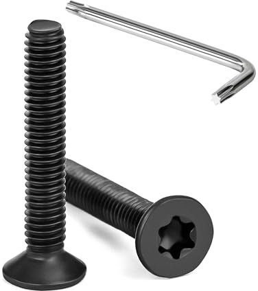 Tunejoy Vis à Tête Fraisée Torx M4 x 25 mm Noir Vis à Six Pans Creux en Acier Inoxydable A2 V2A à Tête Fraisée Métaux avec Clé T20 Filetage Complet 20 Pièces