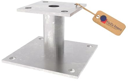GeZu Impex Support de poteau Galvanisé à chaud Lot de 12 70 x 70 mm platine poteau bois pied poteaux clôture