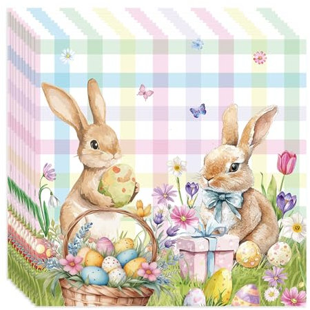 40 pcs servietten ostern, osterservietten 33x33 cm, osterservietten hase, tischdeko ostern osterhase deko, frühlingsdeko Geeignet für Osterpartys