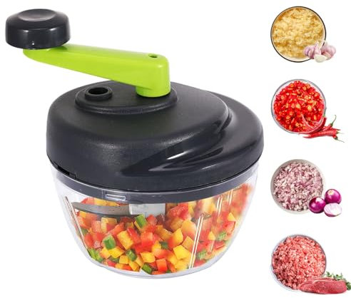 GemüSeschneider,Zwiebelschneider, 520ML Zwiebel Zerkleinerer, Gemüsezerkleinerer mit Seilzug, Zerkleinerer Manuell, Multizerkleinerer Manuell fur Onion Karotte Gemüse und Obst