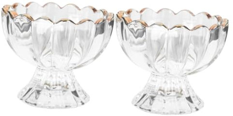 Ciieeo 2 Stück Ramen Schüsseln Aus Glas Mit Goldrand Suppentasse Trifle Schüssel Dessert Schüsseln Nudelschüssel Suppentassen Kaffeetassen Pho Nudeln Cocktail Bierkrüge