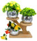 3 pcs Discokugel Blumentöpfe mit 3 Stöckigen Bambus Pflanzenhalter,Discokugel übertopf Töpfe Pflanzgefäß Vase,Silber Glas Spiegel Kugel Pflanztopf,Mini Kaktus Sukkulenten Blumentopf für Garten,Desktop