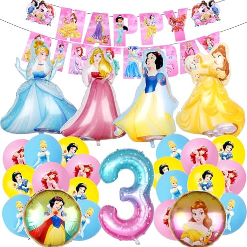 Prinzessin Geburtstag Deko, Deko Geburtstag 3 Jahre Madchen Prinzessin, Folienballon Prinzessin Ballon Prinzessin Party Deko, Prinzessin Geburtstagsdeko