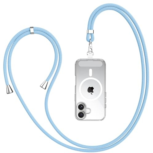 AK Handykette Universal, Handy Lanyard, Geeignet für Alle Smartphones mit 1 Stück Universelles Patch, Handyband Passend für Jede Handyhülle, Einstellbar und Abnehmbar (Hellblau)