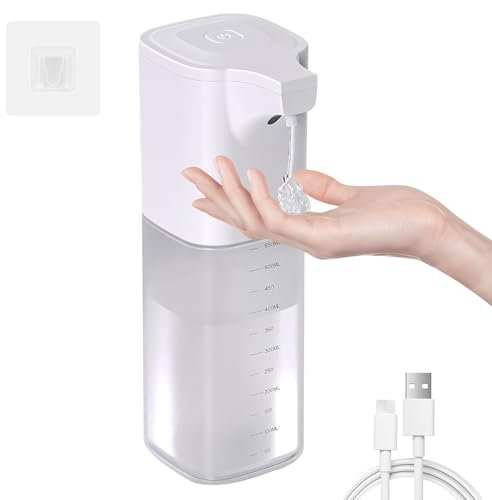 Seifenspender Automatisch Wandmontage, 550ml Elektrischer Seifenspender mit Sensor, Soap Dispenser Wandbefestigung mit 4 Verstellbar Stufen, Wasserdicht Desinfektionsspender für Küchen, Bad (Flüssig)