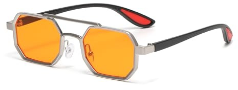 Hviomru Vintage Rechteck Sonnenbrille für Damen und Herren Retro Quadrat 70er Jahre Punk Stil Brille