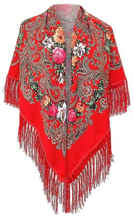 Mantón de Manila Mujer de Pico en Triángulo, Mantones de Flamenca Bordado en Flores, Mantoncillos de Flamenca de Flor Talla única