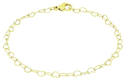Amor Armband Edelstahl Damen Armschmuck, 19 cm, Gold, Herz, Kommt in Schmuck Geschenk Box, 2040001