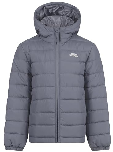 Trespass Boys Jacket Odair - Vertical Side Entry Pockets, Padded, Water-Resistant, Windproof Facing, Shell Fabric Chin Guard, Quilting Detail, Elastication at Hood