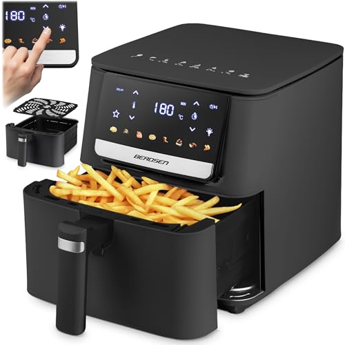 Berdsen Airfryer Heißluftfritteuse - 1700 W 6,5 l - Fritteuse - 8 Programme Touchscreen - Schwarz