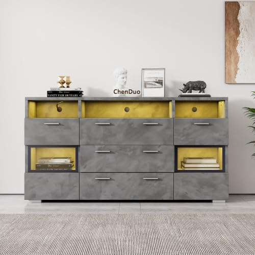 muenfly LED Sideboard mit Acryltüren & App-Steuerung - 140 cm TV Unterschrank, Ultra-Schlank 33.5 cm, Moderner Aufbewahrungsschrank für Wohnzimmer