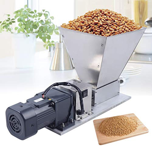 MIIWWOWO 75W Electric Grain Mill Grinder with 4L Hopper, 75 RPM Stainless Steel Grain Grinding Machine with 2 Rollers, Adjustable Gap, for Wheat Rice Corn Coffee, Silver