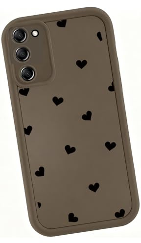 Spdymo Handyhülle für Samsung Galaxy S20 FE Hülle Silikon Braun | Aesthetic Herz Muster Motiv Design Schutzhülle Weich TPU Stoßfest Kratzfeste Kameraschutz Case für Mädchen