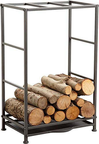 Aubry gch1760 Bois Lege Cheminée Support en Bois Bois de cheminée Support Étagère en Bois, métal, avec étagère, Largeur 50 cm Profondeur 36 cm de Hauteur 80 cm.