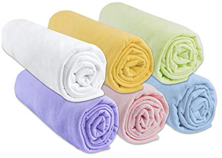 Easy Dort | Lot de 6 Draps Housse 60x120 cm Lit Bébé Berceau Lit Parapluie | 100% Coton Jersey | Extensible | Coloris Mixte | Sommeil sain | Certifié Oeko-Tex | Fabriqué en Europe